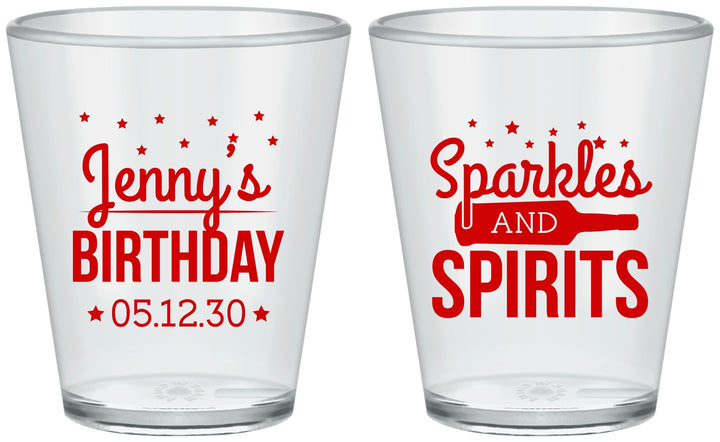 Custom Birthday Plastic Shot Glasses - Sparkles Spirits | 20083