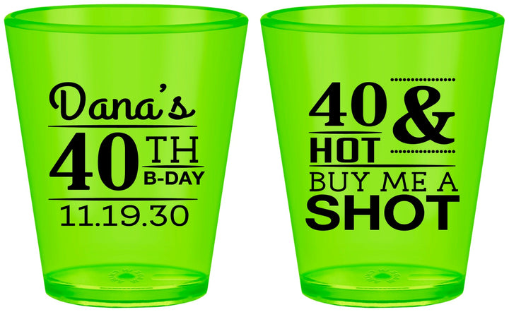 Custom Birthday Plastic Shot Glasses - 40th | 20086