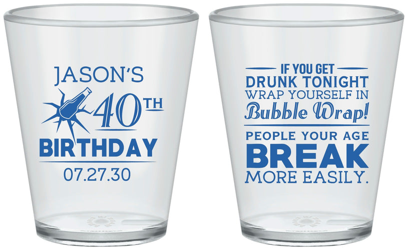 Custom Birthday Plastic Shot Glasses - 40th | 20088