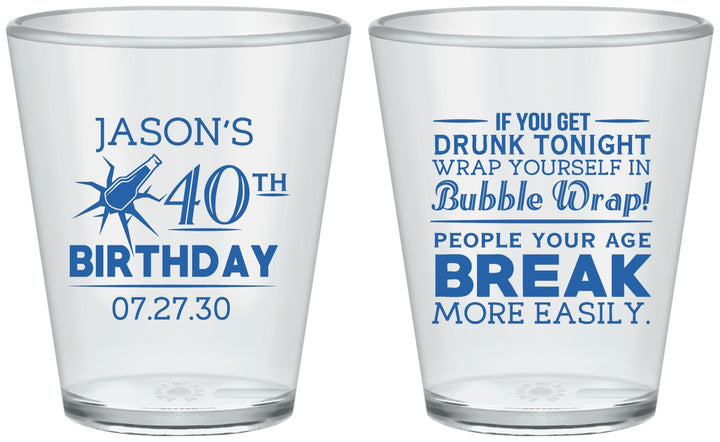 Custom Birthday Plastic Shot Glasses - 40th | 20088