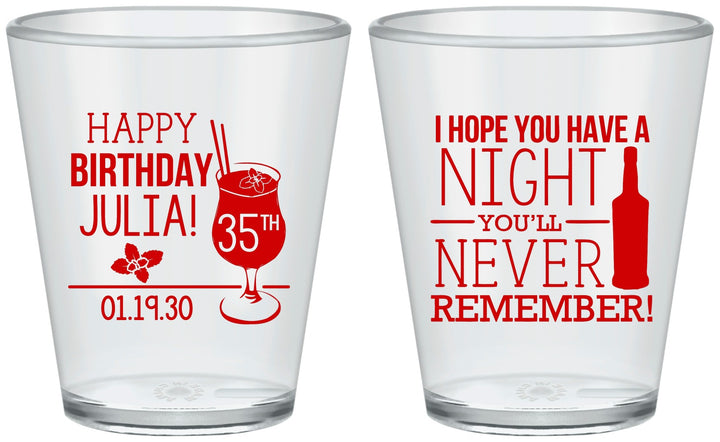 Custom Birthday Plastic Shot Glasses - 35th | 20092