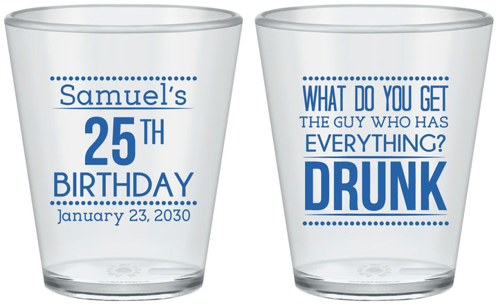 Custom Birthday Plastic Shot Glasses - 25th | 20094