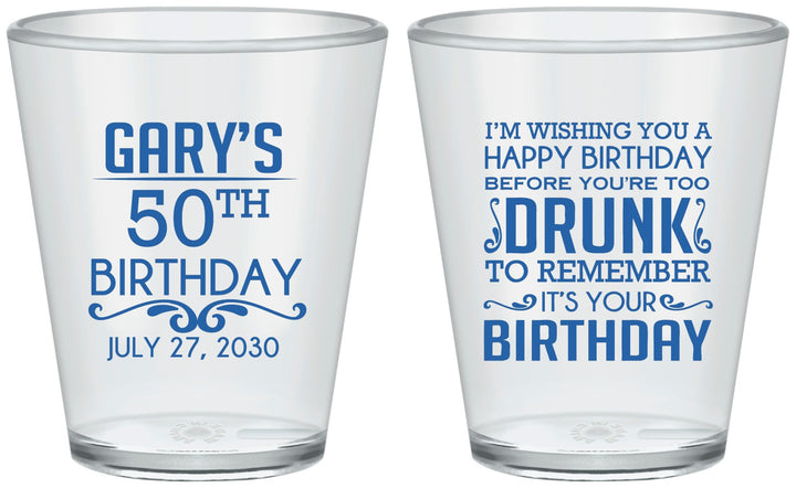 Custom Birthday Plastic Shot Glasses - 50th | 20095