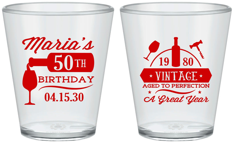 Custom Birthday Plastic Shot Glasses - 50th Wine | 20098