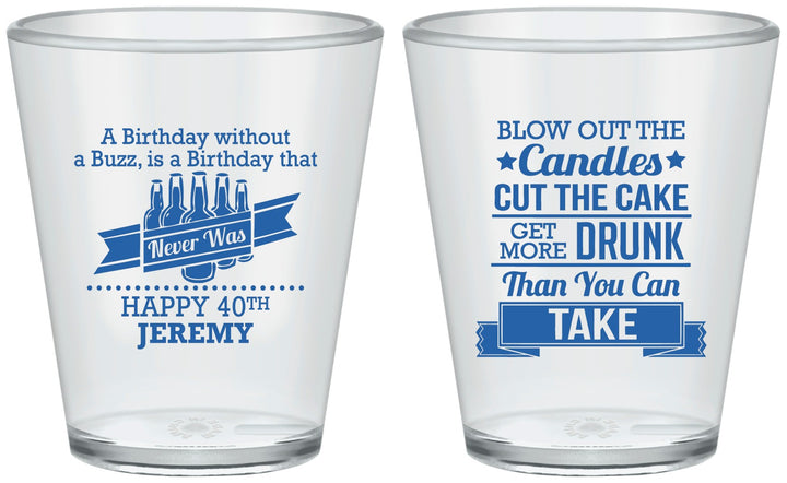 Custom Birthday Plastic Shot Glasses - 40th | 20101