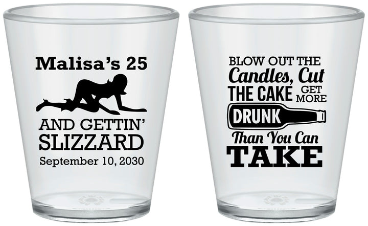 Custom Birthday Plastic Shot Glasses - 25th Strip Club | 20102