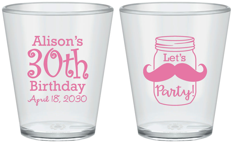 Custom Birthday Plastic Shot Glasses - 30th | 20104
