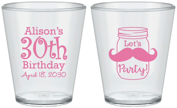 Custom Birthday Plastic Shot Glasses - 30th | 20104