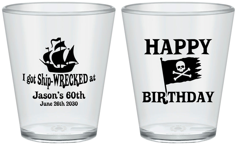 Custom Birthday Plastic Shot Glasses - 60th Pirate | 20106