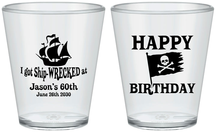 Custom Birthday Plastic Shot Glasses - 60th Pirate | 20106