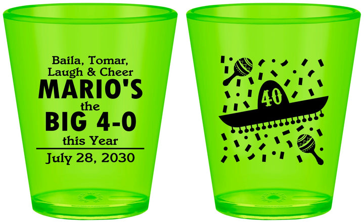 Custom Birthday Plastic Shot Glasses - 40th Mexico | 20109