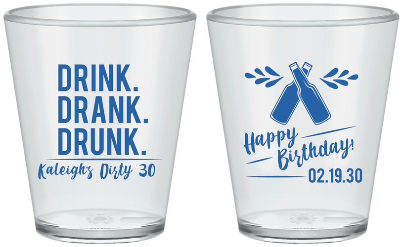 Custom Birthday Plastic Shot Glasses - 30th Dirty | 20110