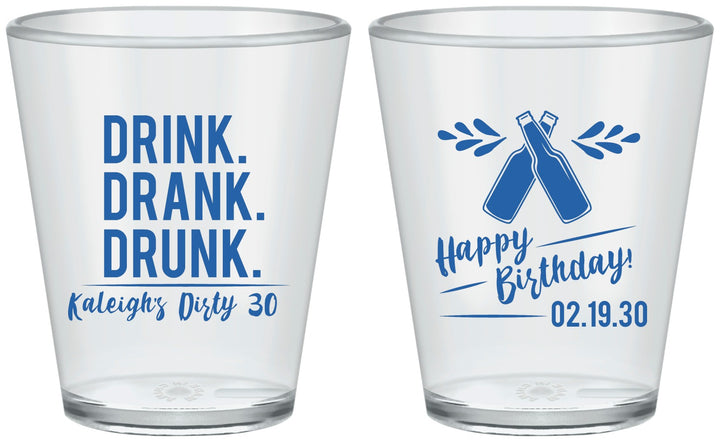 Custom Birthday Plastic Shot Glasses - 30th Dirty | 20110