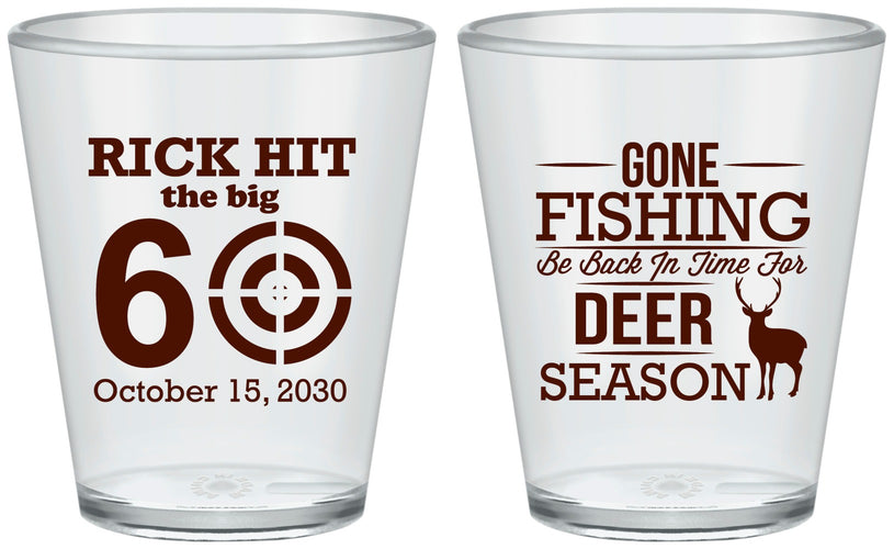 Custom Birthday Plastic Shot Glasses - 60th Gone Fishing | 20126