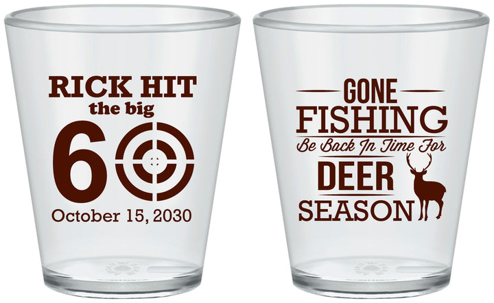 Custom Birthday Plastic Shot Glasses - 60th Gone Fishing | 20126
