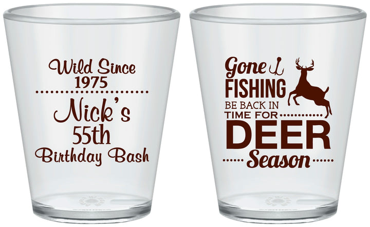 Custom Birthday Plastic Shot Glasses - 55th Gone Fishing | 20128