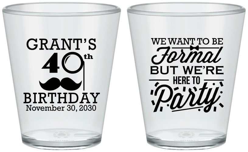 Custom Birthday Plastic Shot Glasses - 40th | 20130