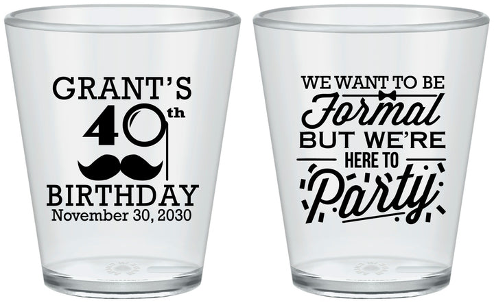 Custom Birthday Plastic Shot Glasses - 40th | 20130