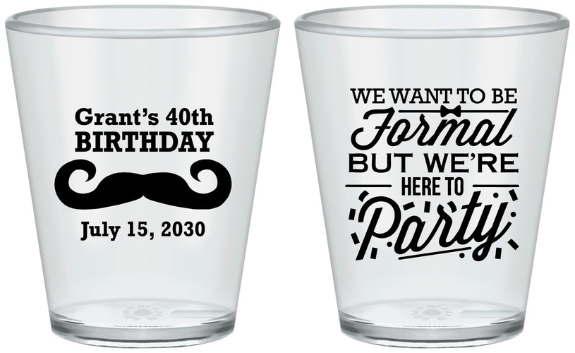 Custom Birthday Plastic Shot Glasses - 40th | 20131