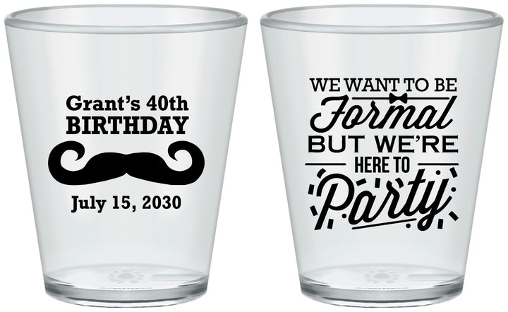 Custom Birthday Plastic Shot Glasses - 40th | 20131