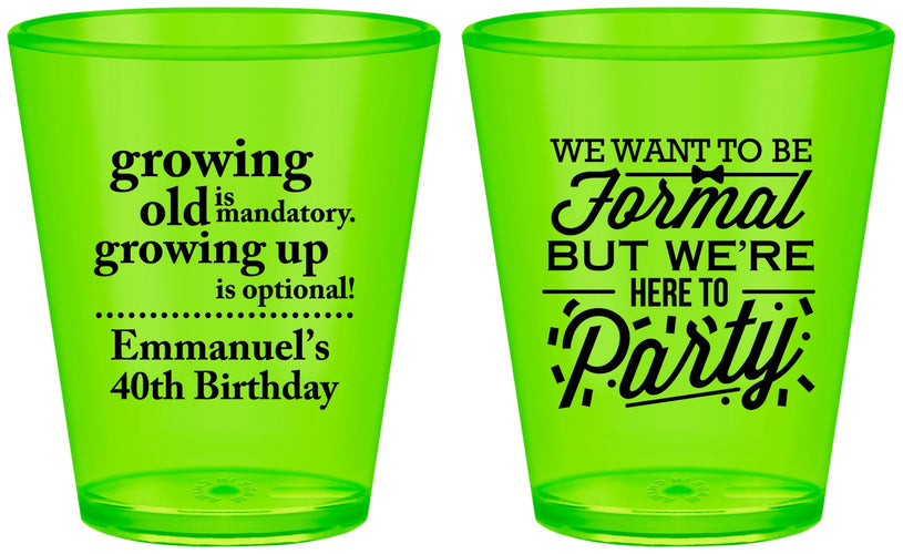 Custom Birthday Plastic Shot Glasses - 40th | 20135