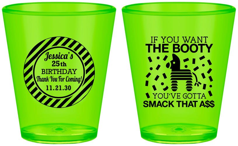 Custom Birthday Plastic Shot Glasses - 25th Smack Ass | 20138
