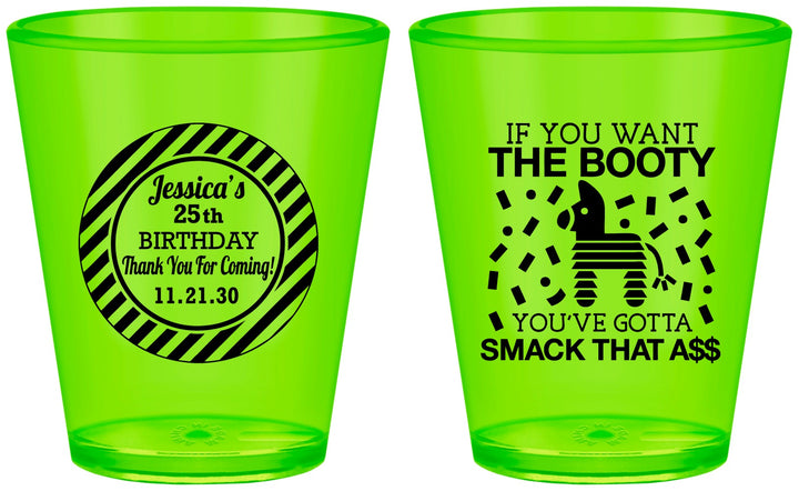 Custom Birthday Plastic Shot Glasses - 25th Smack Ass | 20138