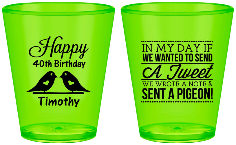 Custom Birthday Plastic Shot Glasses - 40th | 20139