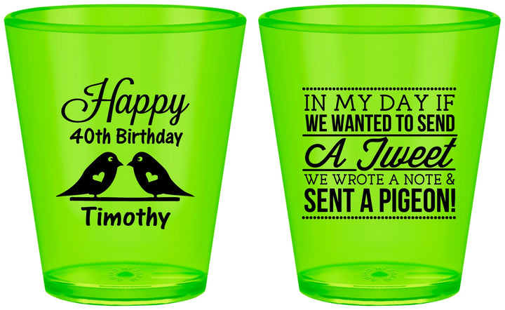 Custom Birthday Plastic Shot Glasses - 40th | 20139