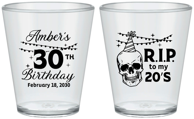 Custom Birthday Plastic Shot Glasses - 30th Rip 20 | 20140