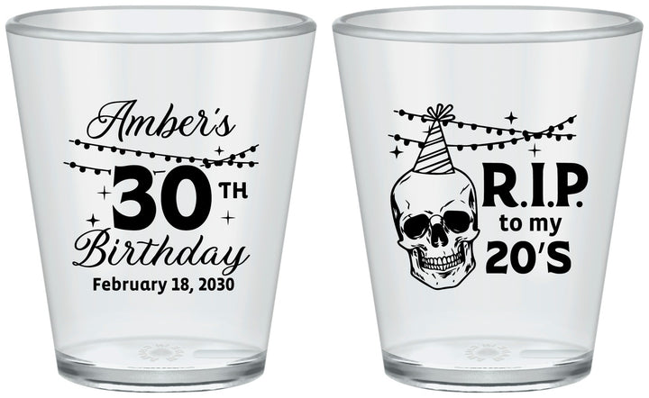 Custom Birthday Plastic Shot Glasses - 30th Rip 20 | 20140