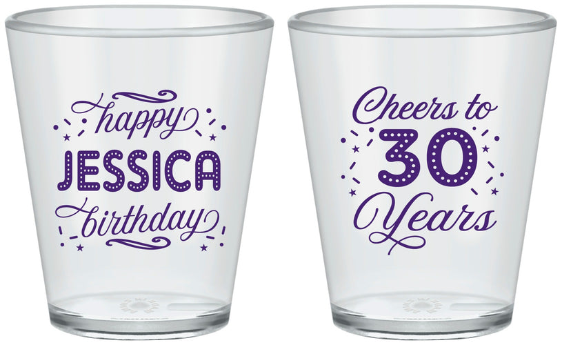 Custom Birthday Plastic Shot Glasses - Cheers To 30 Years | 20142