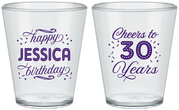 Custom Birthday Plastic Shot Glasses - Cheers To 30 Years | 20142