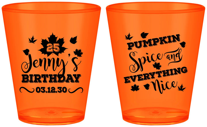 Custom Birthday Plastic Shot Glasses - 25th Thanksgiving | 20144