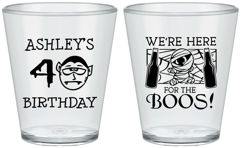 Custom Birthday Plastic Shot Glasses - 40th Halloween | 20145