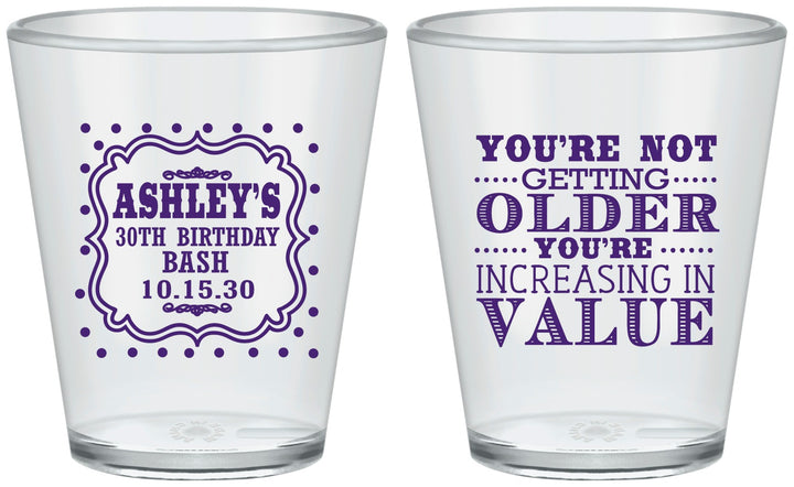 Custom Birthday Plastic Shot Glasses - 30th | 20149