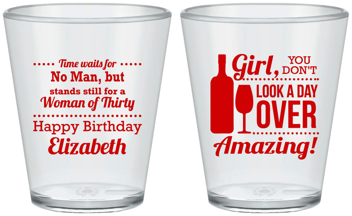Custom Birthday Plastic Shot Glasses - Look A Day Over Amazing | 20150