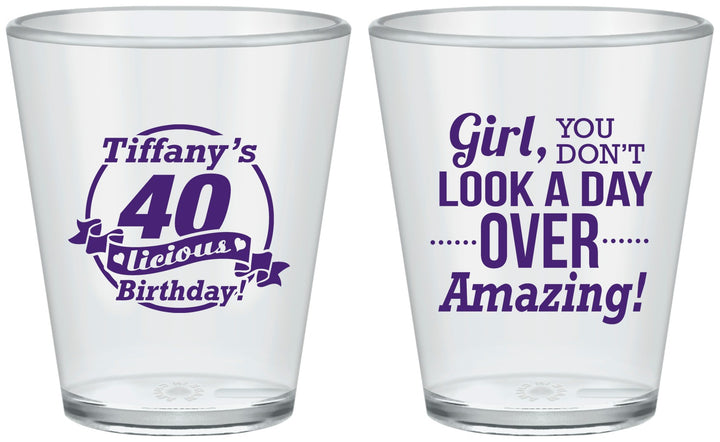 Custom Birthday Plastic Shot Glasses - 40th | 20153
