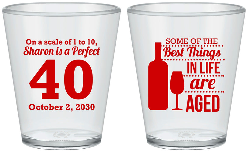 Custom Birthday Plastic Shot Glasses - 40th Wine | 20155