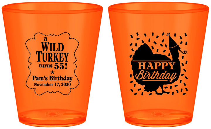 Custom Birthday Plastic Shot Glasses - 55th Wild Turkey | 20159