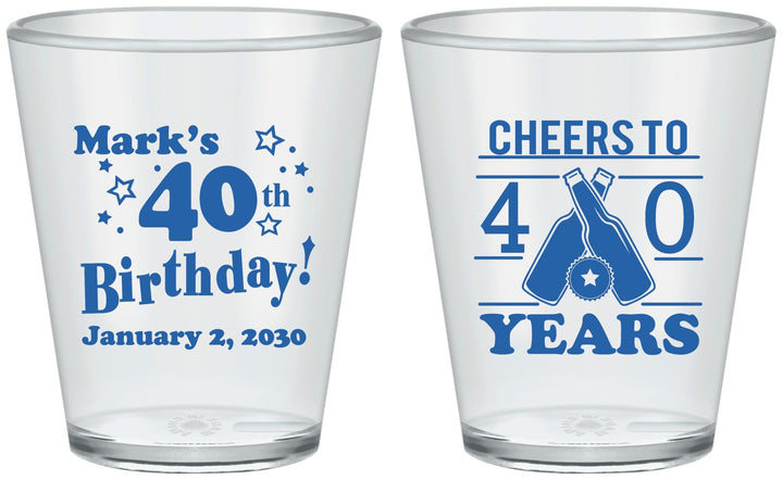 Custom Birthday Plastic Shot Glasses - Cheers To 40 Years | 20162
