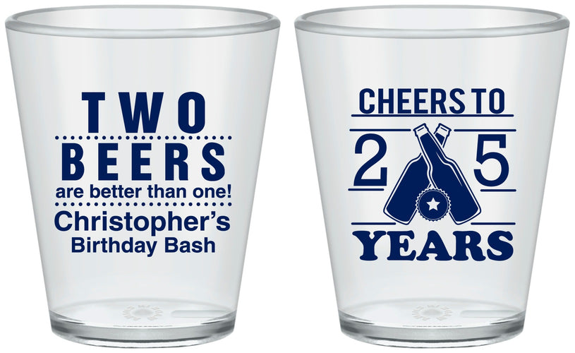 Custom Birthday Plastic Shot Glasses - Cheers To 25 Years | 20163