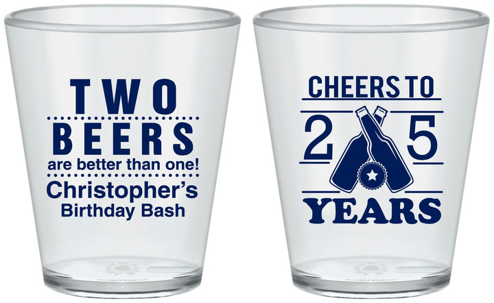 Custom Birthday Plastic Shot Glasses - Cheers To 25 Years | 20163