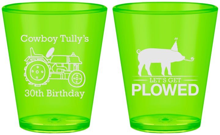 Custom Birthday Plastic Shot Glasses - 30th Get Plowed | 20166