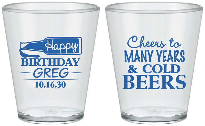 Custom Birthday Plastic Shot Glasses - Cheers To Many Years | 20167