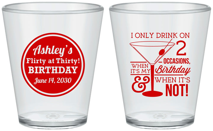 Custom Birthday Plastic Shot Glasses - 30th | 20172