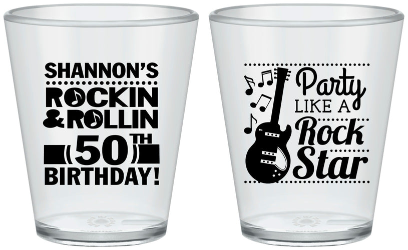 Custom Birthday Plastic Shot Glasses - 50th Rock Star | 20173