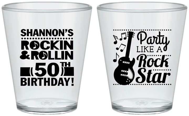 Custom Birthday Plastic Shot Glasses - 50th Rock Star | 20173