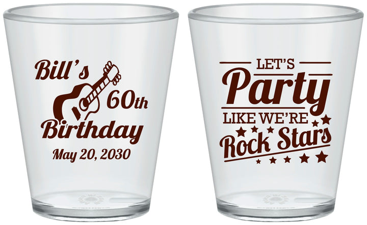 Custom Birthday Plastic Shot Glasses - 60th Rock Star | 20174