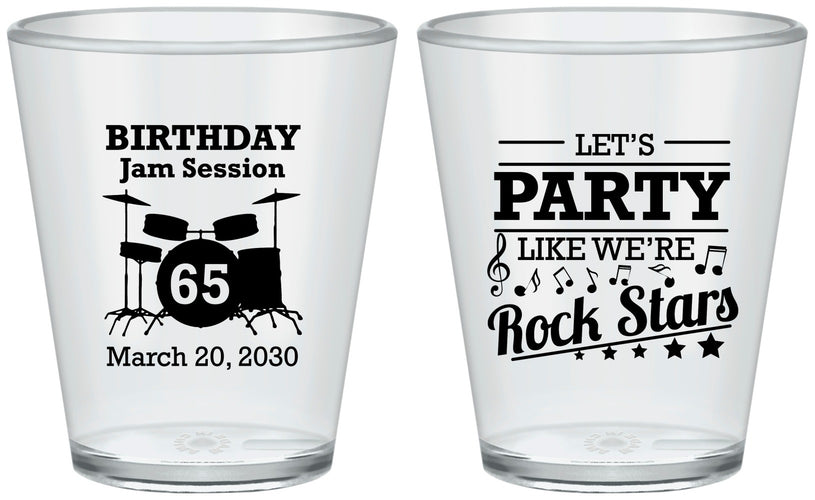 Custom Birthday Plastic Shot Glasses - 65th Rock Star | 20175